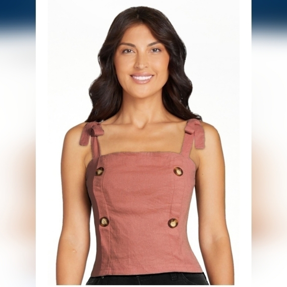 Monteau Crop top with button detail size S in mauve - Picture 2 of 7